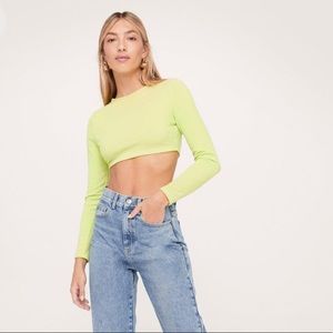 Nasty Gal Ribbed Long Sleeve Crop Top